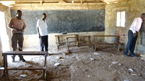 This classroom in a Government-funded school is for about 60 kids. They sit on the floor. 